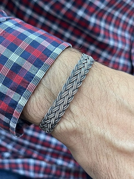 Gümüş Kazaziye El Örgüsü Geniş Bileklik Bıl2009