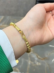 Gümüş Kazaziye Full Dorika Boncuklu Altın Yaldızlı Bileklik