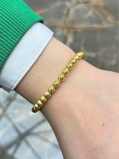 Gümüş Kazaziye Full Dorika Boncuklu Altın Yaldızlı Bileklik