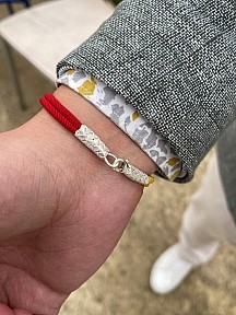 Gümüş Kazaziye Gemici Düğümü Taraftar Bilekliği Sarı Kırmızı Spor Renkleri
