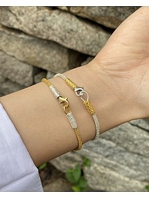 Gümüş Kazaziye Gümüş- Gold Örme Bileklik