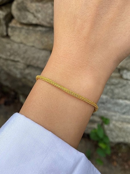 Gümüş Kazaziye Gümüş- Gold Örme Bileklik