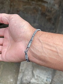 Gümüş Kazaziye Kalın Iki Sıralı Tilki Kuyruğu El Örgüsü Bileklik Bıl2006