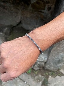 Gümüş Kazaziye Kalın Iki Sıralı Tilki Kuyruğu El Örgüsü Bileklik Bıl2006