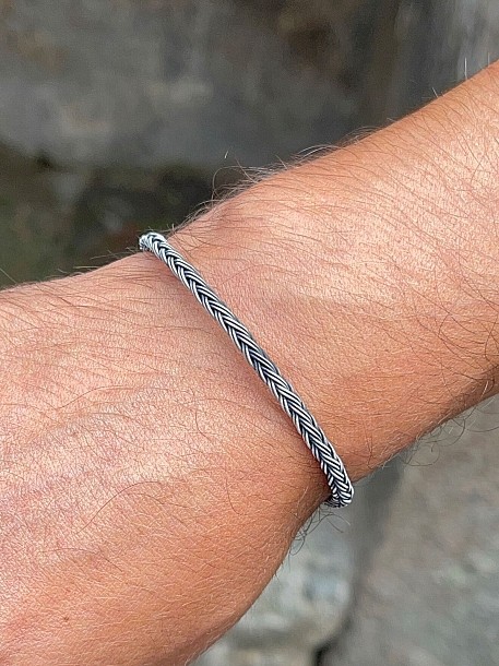 Gümüş Kazaziye Kalın Iki Sıralı Tilki Kuyruğu El Örgüsü Bileklik Bıl2006