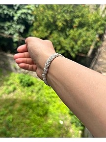 Gümüş Kazaziye Kalın Örgü Bileklik Bıl039