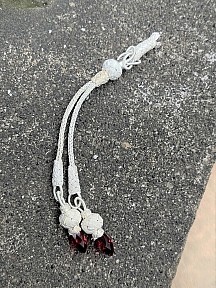 Gümüş Kazaziye Kristal Taşlı İkili Tesbih Püskülü