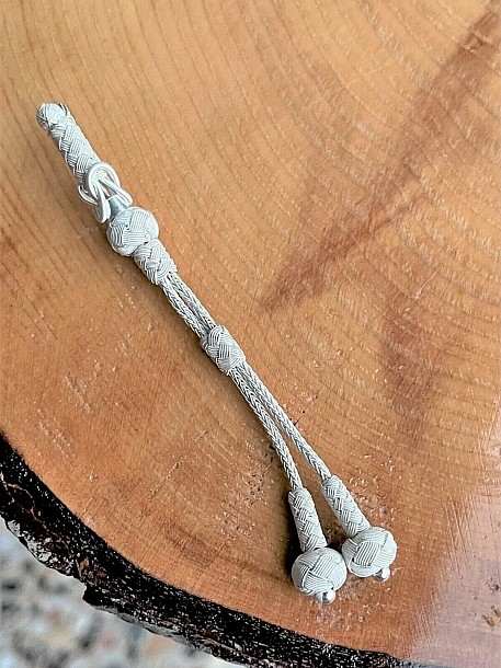 Gümüş Kazaziye Kristal Taşlı İkili Tesbih Püskülü
