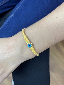 Gümüş Kazaziye Nazar Boncuklu Altın Kaplama Çocuk Bebek Bilekliği