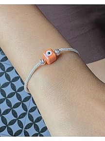 Gümüş Kazaziye Nazar Boncuklu ve Dorika Detaylı Bileklik