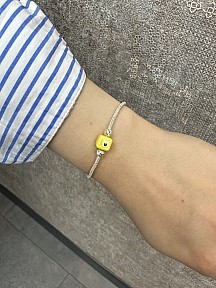 Gümüş Kazaziye Nazar Boncuklu ve Dorika Detaylı Bileklik