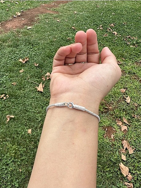 Gümüş Kazaziye Nazar Boncuklu ve Dorika Detaylı Bileklik