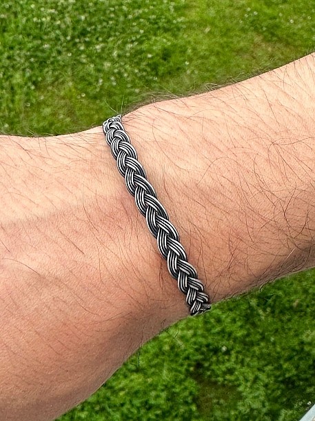 Gümüş Kazaziye Oksitli Örgü Bileklik