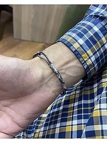Gümüş Kazaziye Örgü Bileklik BIL068 - Uniseks Kullanıma Uygun Hediye İçin Uygun
