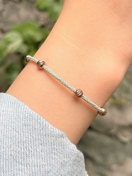 Gümüş Kazaziye Rose Dorika Boncuklu Bileklik