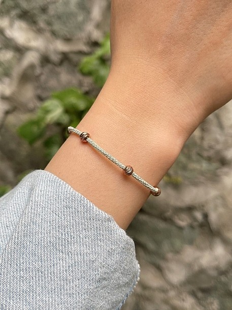 Gümüş Kazaziye Rose Dorika Boncuklu Bileklik