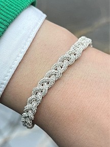 Gümüş Kazaziye Saç Örgüsü Bileklik