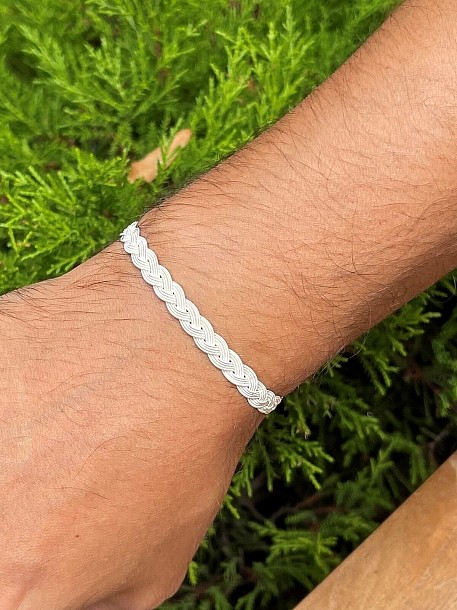 Gümüş Kazaziye Saç Örgüsü Gümüş Rengi Bileklik Bıl024