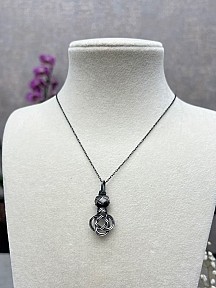 Gümüş Kazaziye Şems Düğümü Kolye Küpe Set - Set012 Iki Sıralı