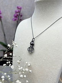 Gümüş Kazaziye Şems Düğümü Kolye Küpe Set - Set012 Iki Sıralı