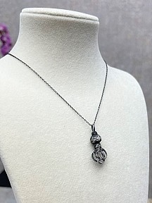 Gümüş Kazaziye Şems Düğümü Kolye Küpe Set - Set012 Iki Sıralı