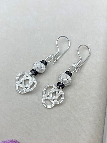 Gümüş Kazaziye Şems Düğümü Kolye Küpe Set - Set09