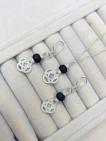 Gümüş Kazaziye Şems Düğümü Kolye Küpe Set - Set09
