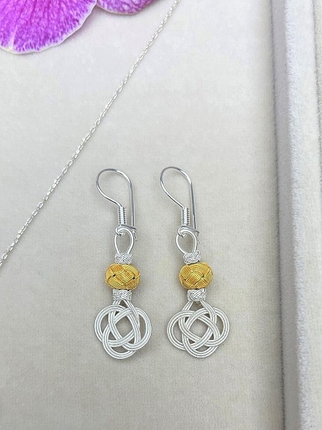 Gümüş Kazaziye Şems Düğümü Kolye Küpe Set - Set09