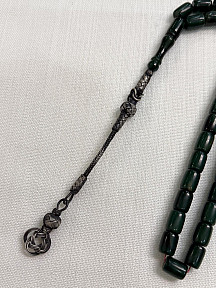 Gümüş Kazaziye Tekli Püsküllü Hediyelik Ateş/ Sıkma Kehribar Özel İşçilikli Tespih, Kutulu Ürün