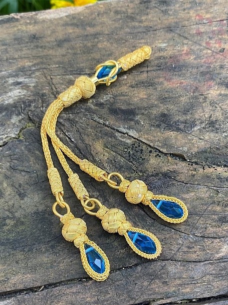 Gümüş Kazaziye Tesbih Püskülü Turkuaz Zirkon Taş