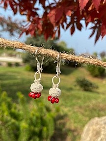 Gümüş Kazaziye Tomurcuk Küpe-bordo