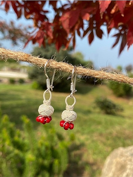 Gümüş Kazaziye Tomurcuk Küpe-bordo