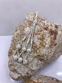 Gümüş Kazaziye Üç Sallantılı Top Detaylı Ağır Model Tesbih Püskülü