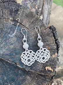 Gümüş Kazaziye Üç Sıralı Aşk Düğümü Kolye Küpe Set Set04, One Size