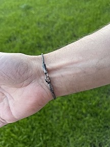 Gümüş Kazaziye Üç Toplu Oksitli Renkte Örme Bileklik