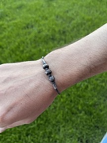 Gümüş Kazaziye Üç Toplu Oksitli Renkte Örme Bileklik