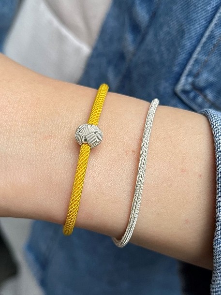 Gümüş Kazaziye Zincir Ve Top Detaylı Renkli Ikili Bileklik Seti