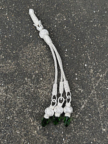 Gümüş Kazaziye Zirkon Taş Detaylı Üç Sallantılı Tesbih Püskülü