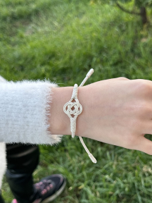 Kazaziye El Örmesi Şems Düğümü Asansörlü Gümüş Çocuk Bileklik Anne-Kız Kombini 1000 Ayar BIL101GUKIZ