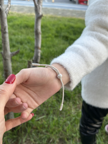 Kazaziye El Örmesi Şems Düğümü Asansörlü Gümüş Çocuk Bileklik Anne-Kız Kombini 1000 Ayar BIL101GUKIZ