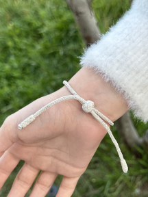 Kazaziye El Örmesi Şems Düğümü Asansörlü Gümüş Çocuk Bileklik Anne-Kız Kombini 1000 Ayar BIL101GUKIZ