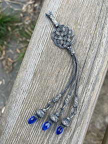 Kazaziye Aşk Düğümü Ve Zirkon Taş Detaylı Üç Sallantılı Gümüş Tesbih Püskülü