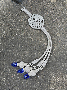 Kazaziye Aşk Düğümü Ve Zirkon Taş Detaylı Üç Sallantılı Gümüş Tesbih Püskülü