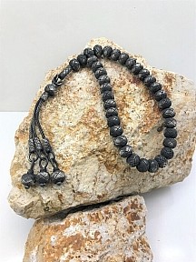 Kazaziye El Örgüsü Orta Boy Oksitli Gümüş Tesbih