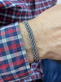 Kazaziye Ikili Sepet Örgü Gümüş Bileklik Bıl2003