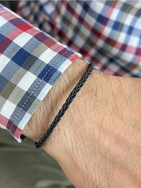 Kazaziye Kalın Tilki Kuyruğu El Örgüsü Gümüş Bileklik Bıl2011