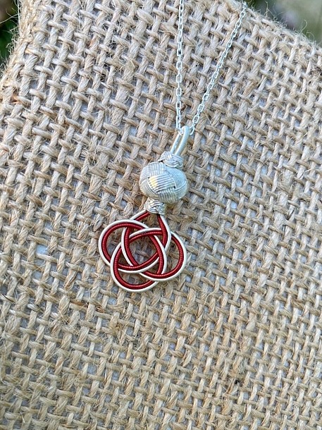 Kırmızı Şems Düğümü Gümüş Kazaziye Kolye