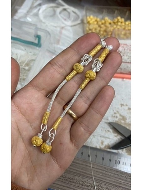 Klasik Model Kazaziye Yaldız Gümüş Kombin Tekli Püskül