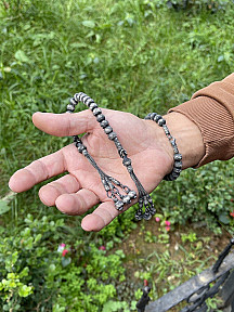 Maskülen Şıklıkta Oksitli Gümüş Kazaziye Zaza Tesbih ve Bileklik Kombini- Hediyelik Özel Kutusunda