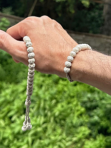 Maskülen Şıklıkta Oksitli Gümüş Kazaziye Zaza Tesbih ve Bileklik Kombini- Hediyelik Özel Kutusunda